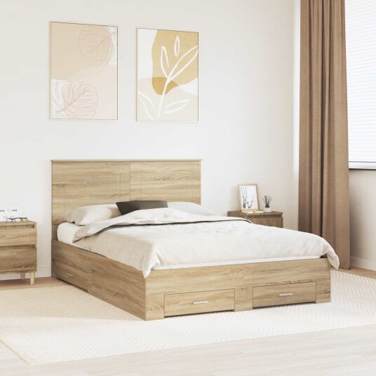  Sengestamme med skuff Sonoma eik 150 x 200 cm Konstruert tre