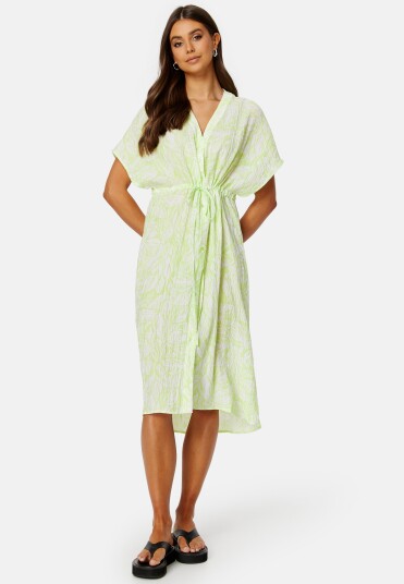 VILA Limia Maya S/S Midi Dress Lettuce Green AOP:Ma 34