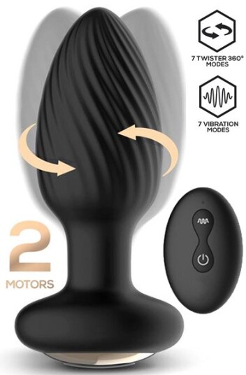 Drago Vibration Butt Plug, 360º Twister & Remote Control Drago Vibration Butt Plug, 360º Twister & Remote Control