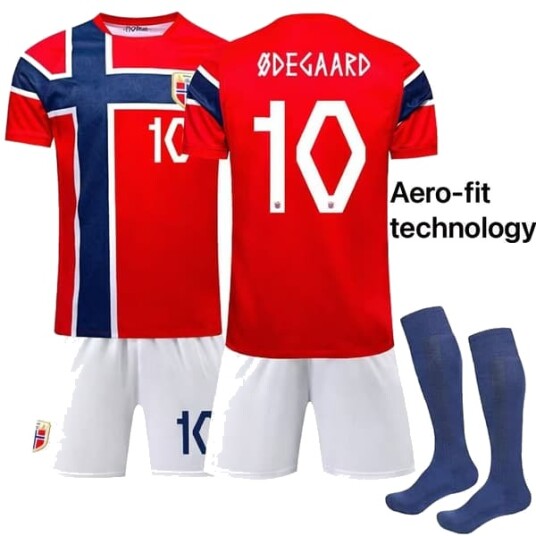 2026 Fotball-VM Aero-FIT Norges herrelandslag hjemmedrakt voksen (nr. 10 Ødegaard trykt) (Kun T-skjorte)20