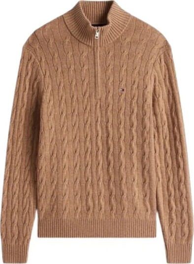 Tommy Hilfiger Lambswool Cable Zip Mk Brown L