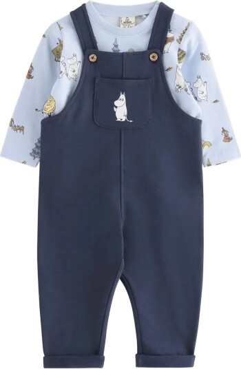 Lindex Moomin Set Bib Trousers And Top LIGHT BLUE 74