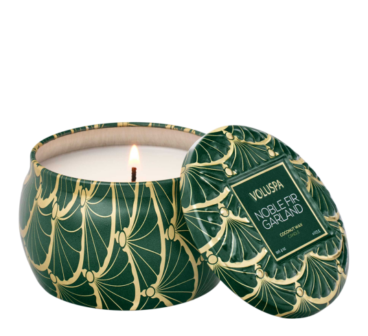 Voluspa Mini Tin Candle Noble Fir Garland (25 h)