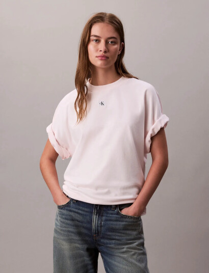 Calvin Klein Jeans Ss Woven Label Oversized Tee - White - XL