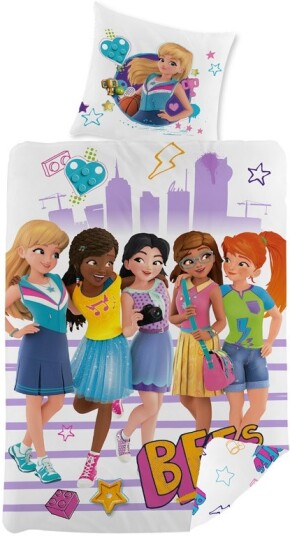 Licens Sengetøy 140x200 cm LEGO Friends 2 i 1 design 100 % bomull