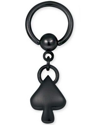 Black Haning Spade BCR Piercing Strl 1.6 x 10 mm