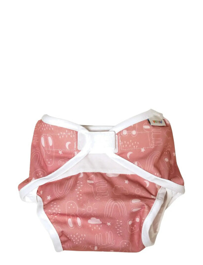 Imse Vimse Diaper Cover S 4 8kg Rusty Pink Teddy White S 4 8kg