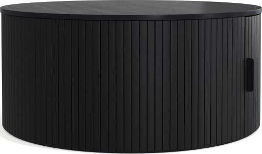 Noira Rundt Sofabord 80 cm med Oppbevaring Ribbet - Svart / Tre
