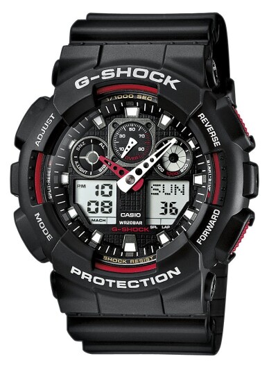 Casio Herreklokke GA 100 1A4ER G Shock Sort/Resinplast Ø51.2 mm