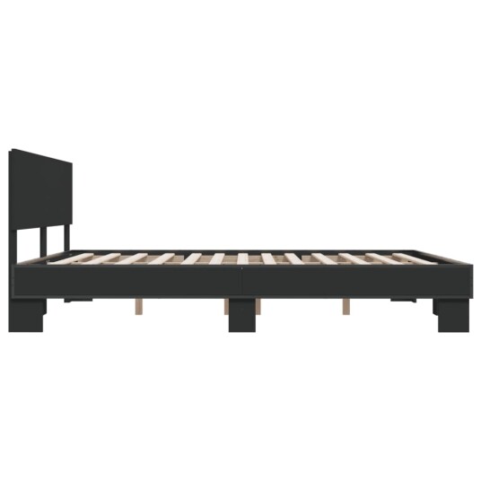 Sengeramme svart 200x200 cm konstruert tre og metall 8721102614682