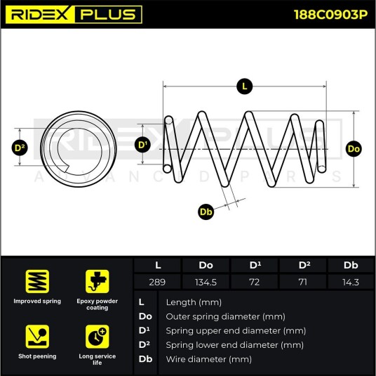 RIDEX PLUS 188C0903P Fjær RIDEX PLUS 188C0903P Fjær