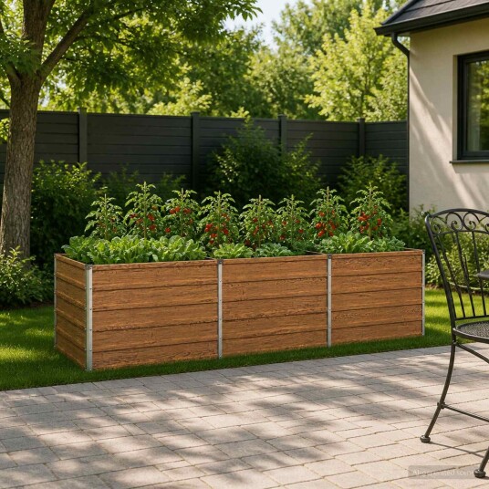 vidaXL Hevet Hagebed Treet Brown 240 x 80 x 55 cm kaldvalset stål