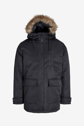 Jack & Jones Parka jjCharlie Detachable Faux Fur Svart Jack & Jones Parka jjCharlie Detachable Faux Fur Svart