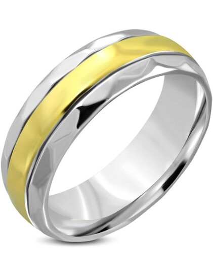 Diamond Cut Gullog Sølvfarget Stålring Strl 54 x 17,20 mm