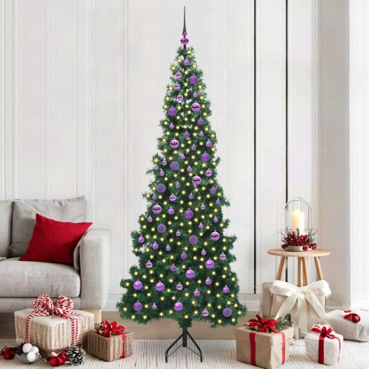 Hjørne Kunstig Jul Tre med 300 LED grønn 210 cm PVC og metall