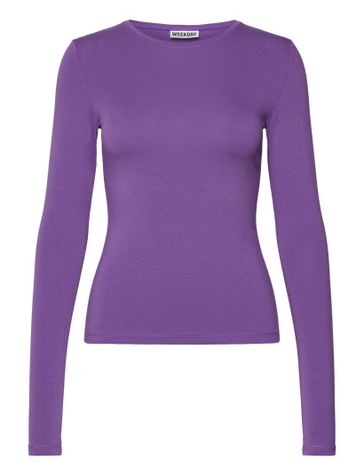 Weekday Slim Fitted Long Sleeve - Purple - XS