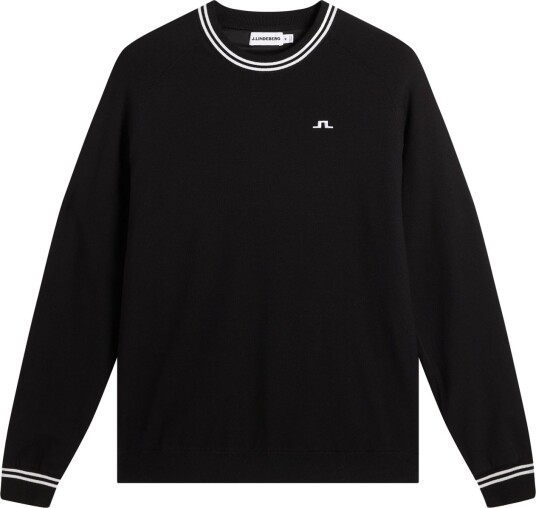 J.Lindeberg Kenny Windbreaker Knit Sweater Svart Golfgenser herre Black XXX Large