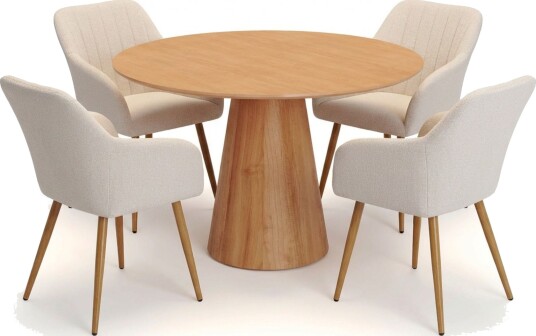 Siena spisegruppe rund 110 cm eik med 4 Filippa spisestoler - Eik
