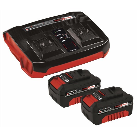 Einhell Power X Change Startsett 2x18 V 4 Ah Og Twin Lader Einhell Power X Change Startsett 2x18 V 4 Ah Og Twin Lader