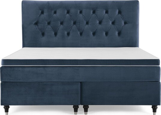 Royal Velvet Komplett Sengepakke 180x200 cMørkeblå Fløyel/Dreide Ben