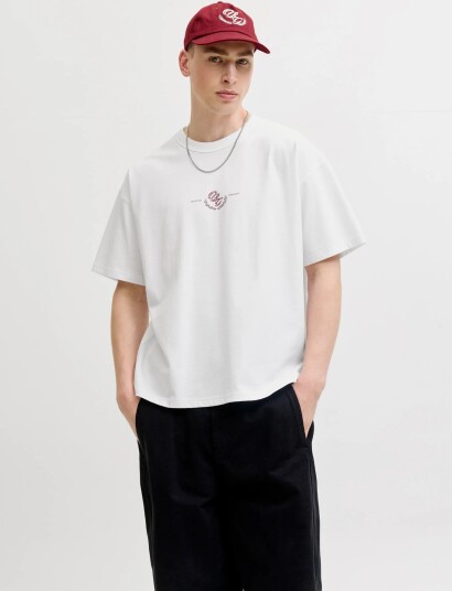 Jack & Jones Jorsanremo Typo Tee Ss Crew Neck Sn White M