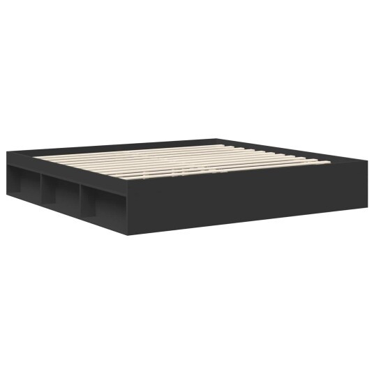  Sengestamme med hodegjerde Svart 200 x 200 cm Massiv furu