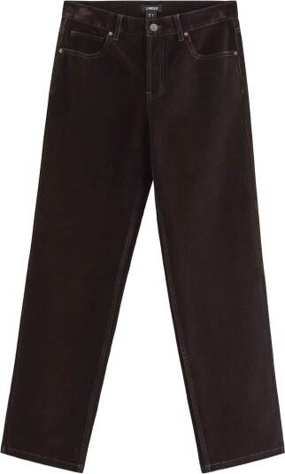 Lindex Straight Trousers In Velvet DARK BROWN 44