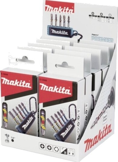 Makita E-13568-10 Impact Premier Bitssett 5 Stk Torsjonsbits (10 Stk I Esken) (Ph2 / Pz2 / Pz3 / T25 / T30), 50 Mm