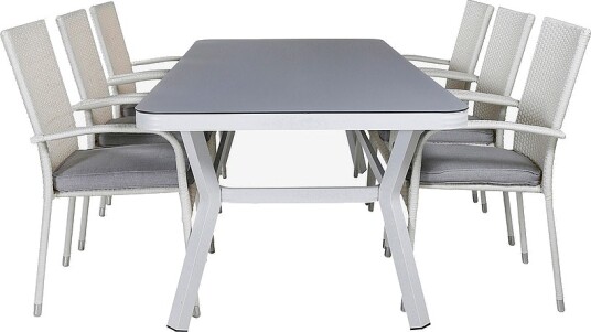 Venture Home Spisegruppe Virya med 6 spisestoler Anna Hvit Venture Home Spisegruppe Virya med 6 spisestoler Anna Hvit