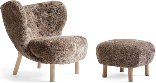 &Tradition &tradition; Little Petra Vb1 Set Sheepskin Sahara / Oak Lenestoler Viggo Boesen Brun Tre/skum/ull