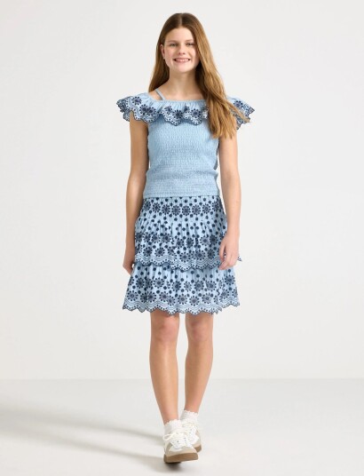 Lindex Skirt With Broderie Anglaise Blue 128 Lindex Skirt With Broderie Anglaise Blue 128