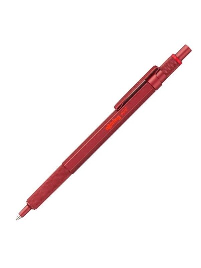 Rotring rOtring 6 Ballpoint Pen  Medium Point  Svart Ink  Rød Barrel with Non-Slip Knurled Grip  Refillable