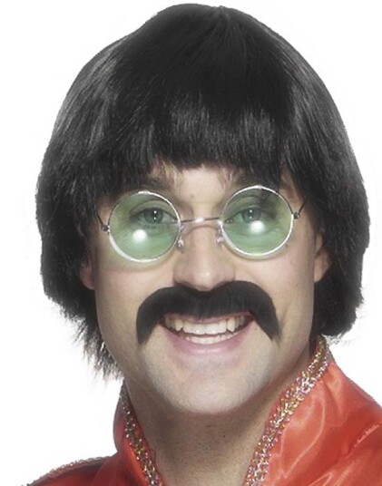 Disco Fever Beatles Inspirert Svart Parykk og Bart