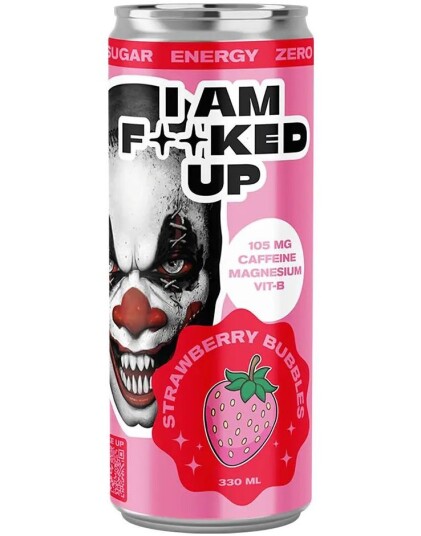 Fucked Up Strawberry Bubbles Sukkerfri Energidrikk med Jordbærsmak 330 ml Fucked Up Strawberry Bubbles Sukkerfri Energidrikk med Jordbærsmak 330 ml