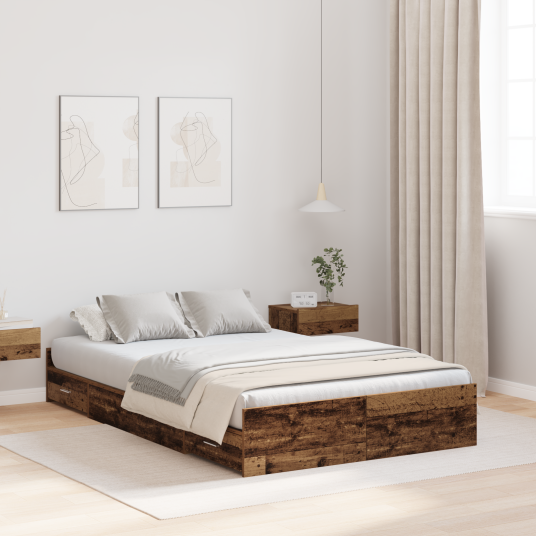  Seng med lagring Gammelt tre 120 x 200 cm Konstruert tre