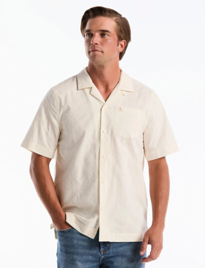 Original Penguin Ss Camp Cttn Ao Flow Cream XXL