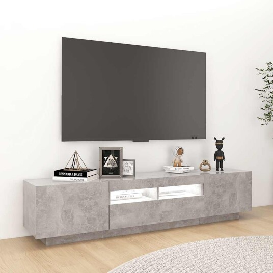 vidaXL TV-benk med LED-lys betonggrå 180x35x40 cm vidaXL TV-benk med LED-lys betonggrå 180x35x40 cm