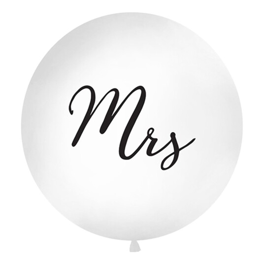 PartyDeco Kjempeballong Hvit Mrs