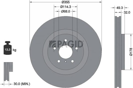 Bremseskive PAGID 54991NHC