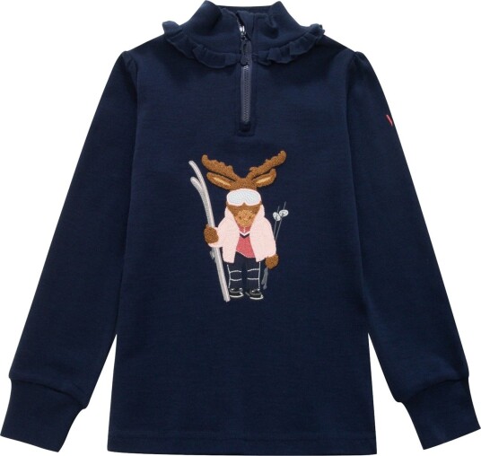 WoolLand Høvringen Merino Half Zip Barn Blue Ink 98 104
