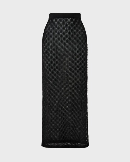 Malina Fannie Pointelle Knitted Maxi Skirt Black M Malina Fannie Pointelle Knitted Maxi Skirt Black M