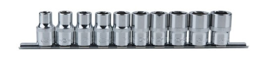 Ks Tools 918.0650, Støpselsett, 1/2", 10 Hoder, Kromvanadiumstål, Din 3120, Iso 1174, Din 3124, Iso 2725, 720 G