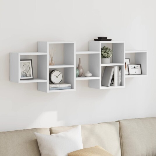 Vegghylle hvit 129x18x42 cm konstruert tre 8721158360830 Vegghylle hvit 129x18x42 cm konstruert tre 8721158360830