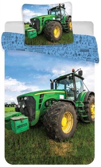 Licens Sengesett barn Grønn traktor 100x140 cm 100% bomull