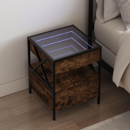  Salongbord med Infinity LED røkt eik 40x40x51 cm 3284103