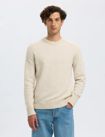 Selected Slhrai Ls Knit Crew Neck Noos - Cream - XL Selected Slhrai Ls Knit Crew Neck Noos - Cream - XL
