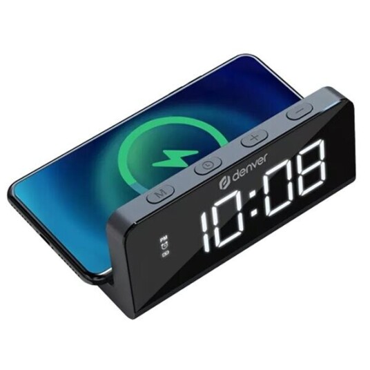 Denver vekkerklokke ECQ 103MK2 med trådløs lading og LED display Denver vekkerklokke ECQ 103MK2 med trådløs lading og LED display
