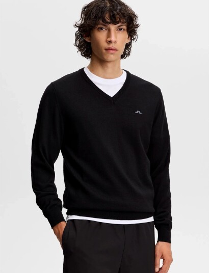J. Lindeberg Lymann Knitted Sweater Black L J. Lindeberg Lymann Knitted Sweater Black L