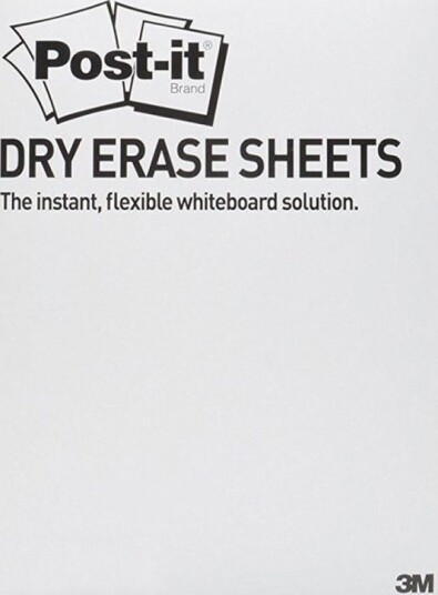 Post-It Søk-/Dry Erase-Ark På Blok Post-It® Dry Erase (Defpackl-Eu), 28X39 Cm, 15 Ark, Hvit Post-It Søk-/Dry Erase-Ark På Blok Post-It® Dry Erase (Defpackl-Eu), 28X39 Cm, 15 Ark, Hvit