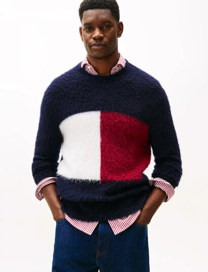 Tommy Hilfiger Alpaca Blend Big Flag Crew Neck - Navy - L Tommy Hilfiger Alpaca Blend Big Flag Crew Neck - Navy - L